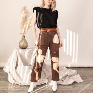 Vintage 90s Levis 501 brown bleached denim jeans